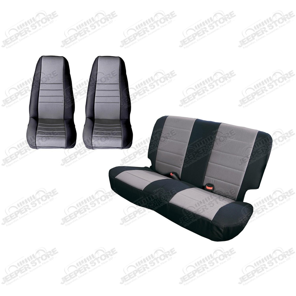 Seat Cover Kit, Black/Gray; 80-90 Jeep CJ/Wrangler YJ