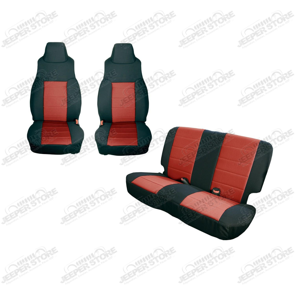 Seat Cover Kit, Black/Red; 91-95 Jeep Wrangler YJ