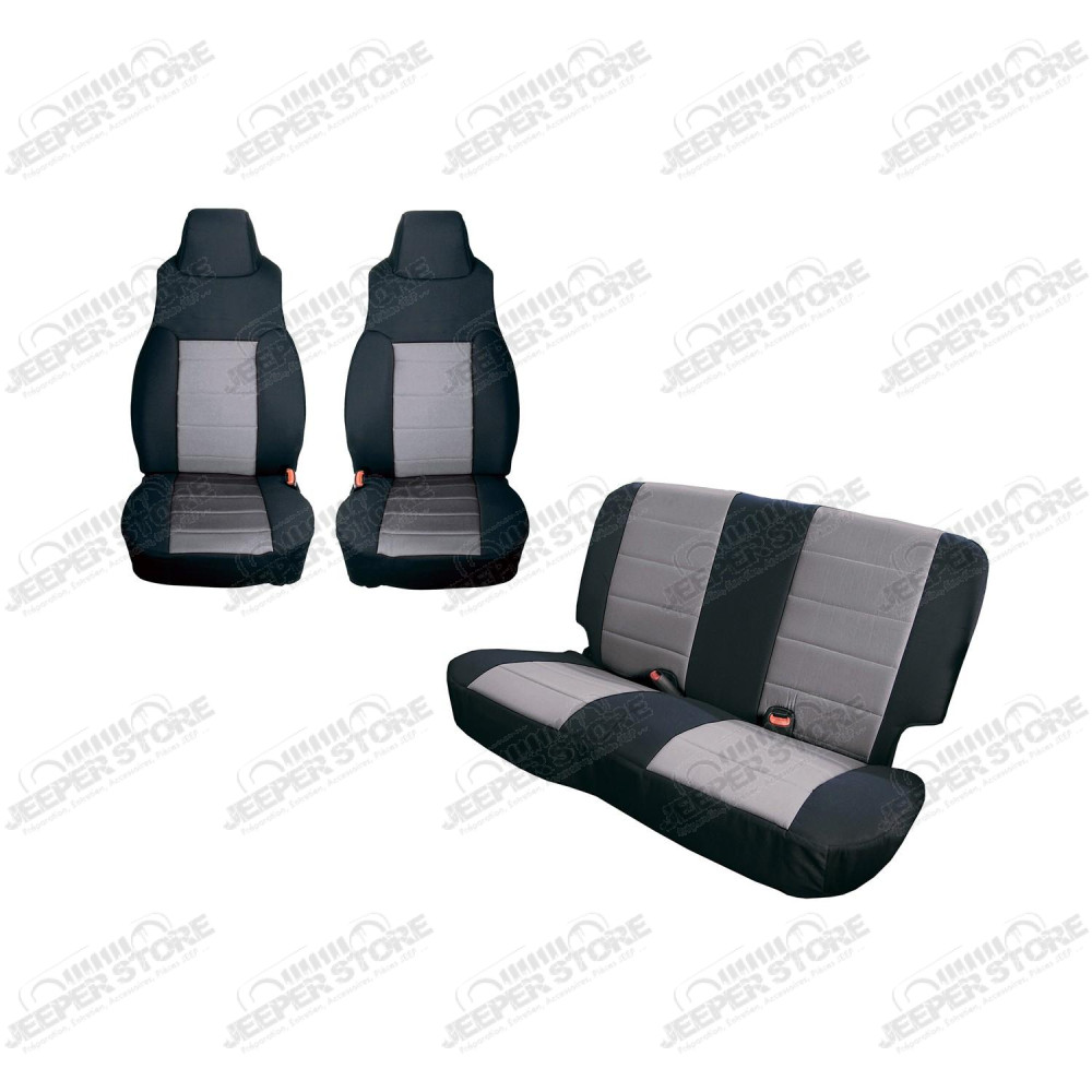 Seat Cover Kit, Black/Gray; 03-06 Jeep Wrangler TJ