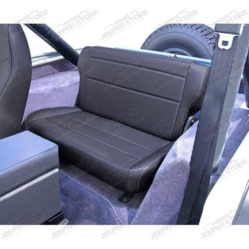 Seat, Rear, Fold/Tumble, Black Denim; 76-95 Jeep CJ/Wrangler YJ