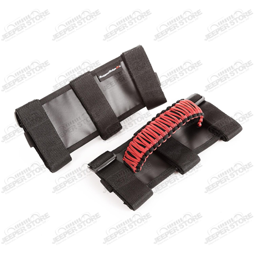 Grab Handle Kit, Paracord, Red/Black 55-19 Jeep CJ/Wrangler/Gladiator