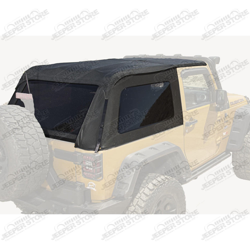 Bowless Soft Top, Black Diamond 07-18 Jeep Wrangler JK, 2 Door