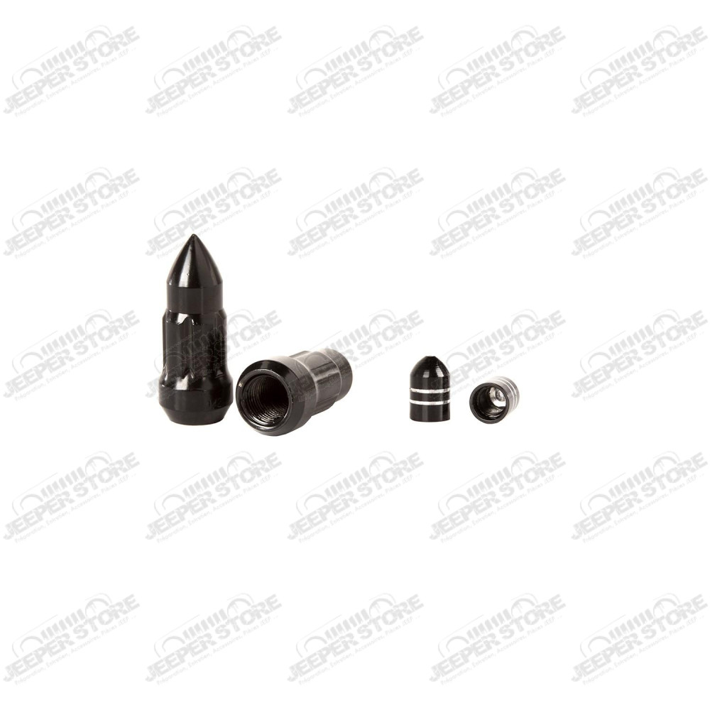 Wheel Lug Nut/Valve Stem Cap Kit, Bullet Style, Black