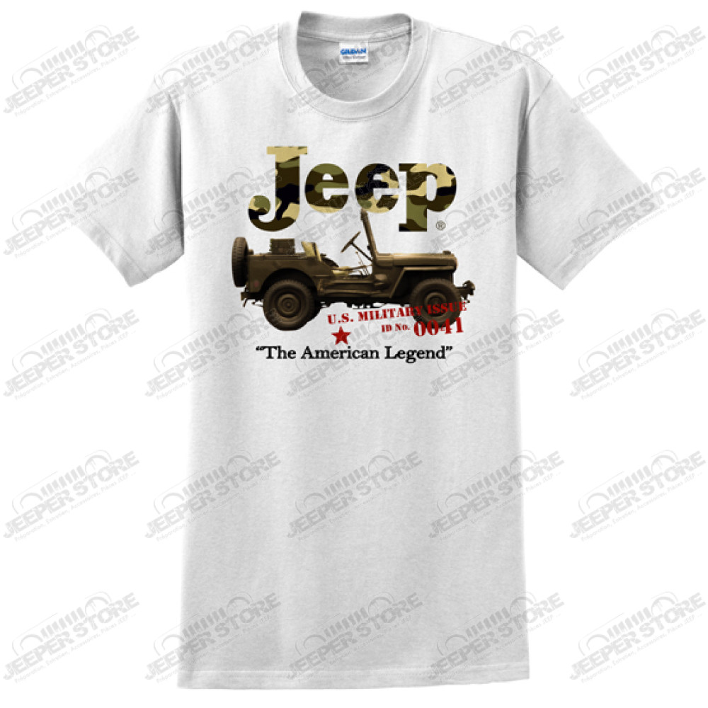 Tee shirt Jeep , blanc / camouflage Willys, taille M