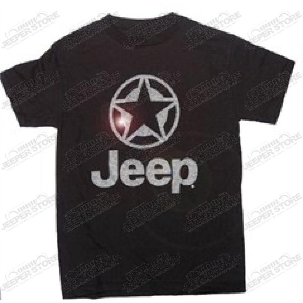 Tee-shirt Jeep noir Silver Metallic unisexe taille L