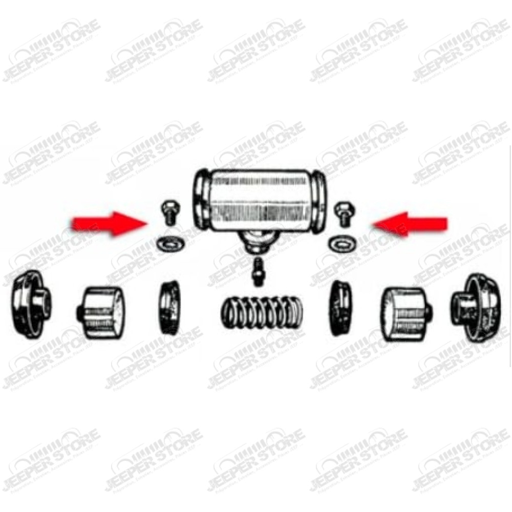 Kit de 2 vis de maintien du cylindre de roue avant OU arrière - Jeep MB, M38, CJ2A, CJ3A - WO51738X2