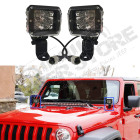 Kit Fixations lampes portées sur bas de baie de pare brise avec 2 spots LED et faisceaux électrique pour Jeep Wrangler JL