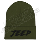 Bonnet Jeep, couleur vert olive écrit Jeep en noir