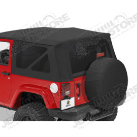 Kit 3 fenêtres teintées pour soft top origine ou bâche Supertop de chez Bestop couleur Black Diamond - Jeep Wrangler JK 2 portes