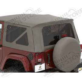 Kit 3 fenêtres teintées pour soft top origine ou bâche Supertop de chez Bestop couleur Khaki Diamond - Jeep Wrangler JK 2 portes