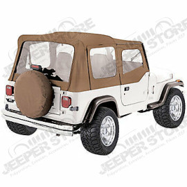 Bâche complète avec fenêtres non teintées et fenêtres de demi-portes avant, couleur: Spice (marron) pour Jeep Wrangler YJ
