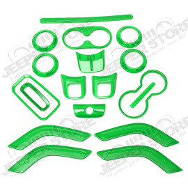 Kit d'enjoliveurs de tableau de bord et portes (18 pièces) (couleur: vert) pour Jeep Wrangler JK