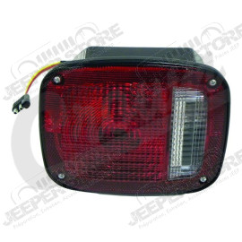 Feu arrière gauche (avec éclaireur de plaque) (version US) rouge et blanc pour Jeep CJ, Wrangler YJ, TJ