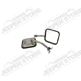 Door Mirror Kit, CJ-Style, Stainless Steel; 87-95 Jeep Wrangler YJ