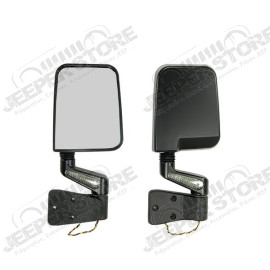 Door Mirror Kit, LED Turn Signals, Black; 87-02 Jeep Wrangler YJ/TJ