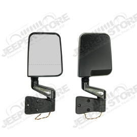 Door Mirror Kit, LED Turn Signal, Dual Focus, Black; 87-02 Wrangler