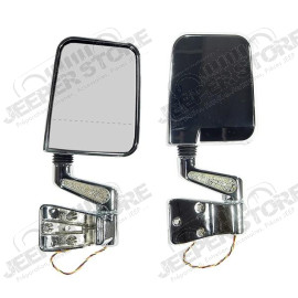 Door Mirror Kit, LED Turn Signal, Dual Focus, Chrome; 87-02 Wrangler