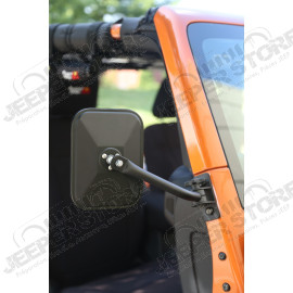 Quick Release Mirror, Rectangular, Textured Black; 97-18 Jeep Wrangler