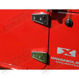Door Hinge Cover Kit, Stainless Steel; 07-18 Jeep Wrangler JK