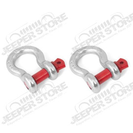 D-Ring Shackle Kit, 7/8 inch, Silver with Red pin, Steel, Pair