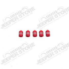 Tire Valve Stem Cap, Aluminum, Red, 5 Pack