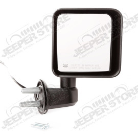 Door Mirror, Right, Power, Heated, Black; 15-18 Jeep Wrangler JK