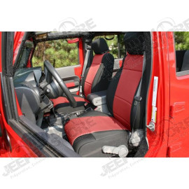 Seat Cover Kit, Front, Neoprene, Black/Red; 07-10 Jeep Wrangler JK