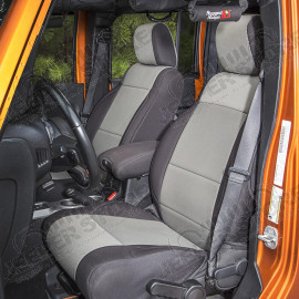 Seat Cover Kit, Front, Neoprene, Black/Gray; 11-18 Jeep Wrangler