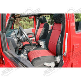 Seat Cover Kit, Front, Neoprene, Black/Red; 11-18 Jeep Wrangler