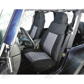 Seat Cover Kit, Front, Fabric, Gray; 76-90 Jeep CJ/Wrangler YJ