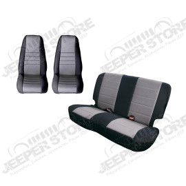 Seat Cover Kit, Black/Gray; 80-90 Jeep CJ/Wrangler YJ