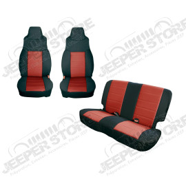Seat Cover Kit, Black/Red; 91-95 Jeep Wrangler YJ