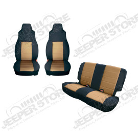 Seat Cover Kit, Black/Tan; 97-02 Jeep Wrangler TJ