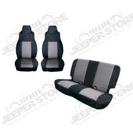 Seat Cover Kit, Black/Gray; 97-02 Jeep Wrangler TJ