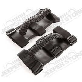 Grab Handle Kit, Paracord, Black/Black; 55-19 Jeep CJ/Wrangler/Gladiator