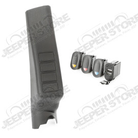 Switch Pod Kit, A-Pillar, 3 Switch, Dual USB Connector; 11-18 JK/JKU