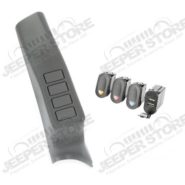 Switch Pod Kit, A-Pillar, 3 Switch, USB; 07-10 Jeep Wrangler JK/JKU
