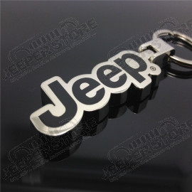 Porte clef Jeep en acier chrome et noir