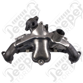 Collecteur d échappement 2.5L essence Jeep Wrangler YJ Le modèle peut varier selon les arrivages au niveau du pare chaleur il est avec ou sans selon les fournisseurs, le pare chaleur peut être enlevé très facilement en supprimant les 6 rivets qui le tien