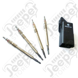 Kit de 4 bougies de préchauffage avec boitier moteur 2.8L CRD - Jeep Cherokee Liberty KJ - 68090434AA / BOSCH 0281003034 / 56044671AA / 0 250 202 038 X4 + 0 281 003 039