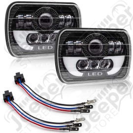 Kit de 2 phares avant USA à LED (projecteur) 18x13cm - Jeep Wrangler YJ - 300WSCBWY-2