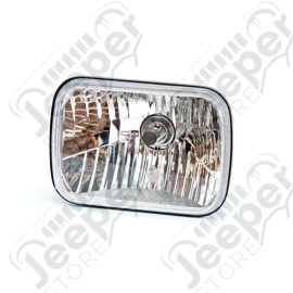 Phare avant Europe verre clair (projecteur) 16x10cm , Wrangler YJ gauche ou droit , ampoule H4 , avec veilleuse , verre polycarbonate il est necessaire de faire des petit travaux d'adaptation une petite découpe dans le support de phare