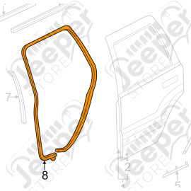 Joint d'étanchéité de porte arrière gauche pour Jeep Cherokee Liberty KJ