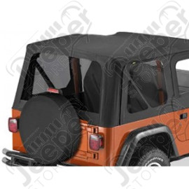 Kit de 3 fenêtres teintée arrière, couleur: black diamond (noir) , Jeep Wrangler TJ (pour bache d'origne JEEP Bestop SuperTop) J