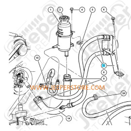 Durite de direction assistée (retour: bocal - pompe) 2.8L CRD Jeep Wrangler JK (n° 14 du schéma)