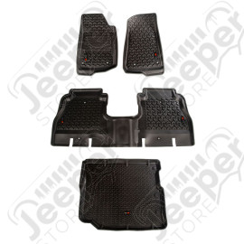 Kit de tapis en caoutchouc préformés (avant, arrière et coffre) pour Jeep Wrangler JL Unlimited (4 portes)