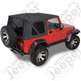 13725.15 Bâche de rechange avec fenêtres teintées couleur: noir pour Jeep Wrangler TJ (sans aucune armature)