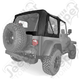 13725.15 Bâche de rechange avec fenêtres teintées couleur: noir pour Jeep Wrangler TJ (sans aucune armature)