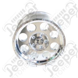Jante aluminium argent poli, 5x127 , 9x17 , ET -16 pour Jeep JK, WJ, WG, WH, WK