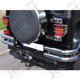 Pare chocs arrière inox double tubes en 2 parties, Jeep Wrangler YJ